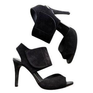 Pedro Garcia Black Sissel Peep Toe Suede Sandal | 4.25” Heel | Size 9